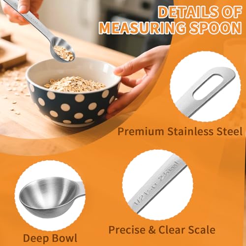 3 Pcs 2.5ml/ 1/2 Tsp Short Handle Scoops – Stainless Steel Measuring Spoons for Baking, Liquid Ingredients & Tea, Soup & Kitchen Cooking - size: 2.5ml(1/2 tsp)