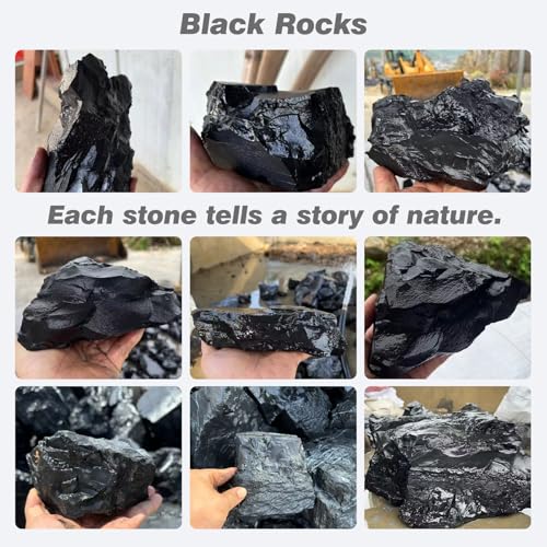 Unocho Aquarium Rocks 10lb Fish Tank Stones Black Rocks for Aquarium Aquascaping Fish Tank Decoration Reptile Basking Platforms Paludarium Bonsai Vivariums(3"-7"-7pcs) - size: 10LB(7pcs)3-7in.