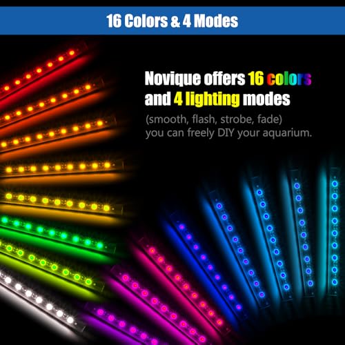 LED Aquarium Light with IP68 Waterproof and Memory Function Submersible Fish Tank Light with Remote and 16 Colors 15 Inches Brightness Adjustable Underwater Light Bar for Fish Tank Aquarium - size: 15 inch (With Remote Control)
