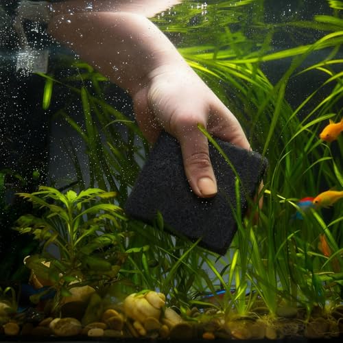 8 Pcs Aquarium Scrubber Supplies Hand Held Scrubber Pad Fish Tank Glass Sponge Dual Sided Surface Brush Tools for Glass Aquariums, 3.15 x 3.15 Inches