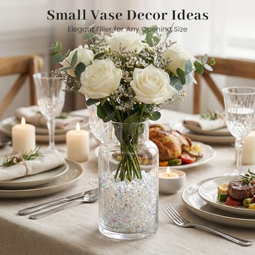 DomeStar 4200PCS Mini Clear Fake Ice for Vase Fillers, Iridescent Acrylic Fake Diamonds Gems for Centerpiece Fish Tank Table Scatter Photography Props Display Decor (0.23 * 0.33) - color: Iridescent
