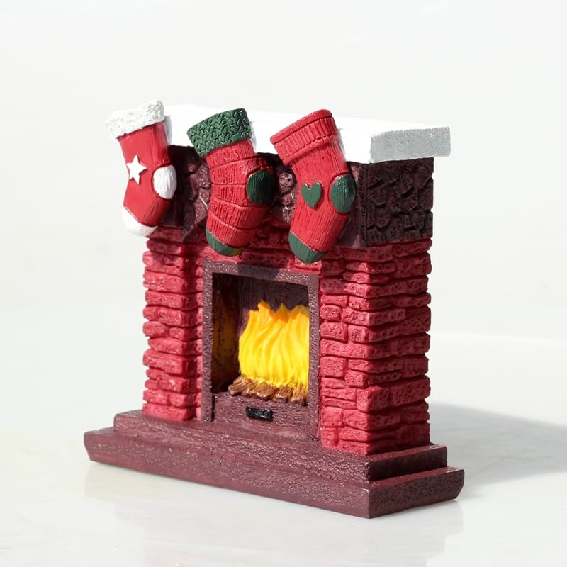 Aquarium Christmas Fireplace Decoration Package- Fish Tank Christmas Tree Statue Holiday Decoration for Aquarium Betta Fish (Wreath)