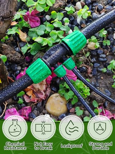 Kalolary 20PCS Locked Barbed Tee Connectors, 1/2" to 1/4" Drip Irrigation Fittings Kit 12/16mm to 4/7mm Tube Lock Female Connector 4-Way Barbed Lock Irrigation Parts for Watering System (Green) - color: Green 1/2" to 1/4" 4-Way