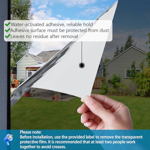 Niviy Home Window Tint Film Heat Blocking, Daytime Privacy One Way Mirror Window Film, Heat Reflective Window Privacy Film See Out But Not in, Black Silver, 23.6 Inch X 118 Inch - color: Black Silver, size: 23.6"x 118"