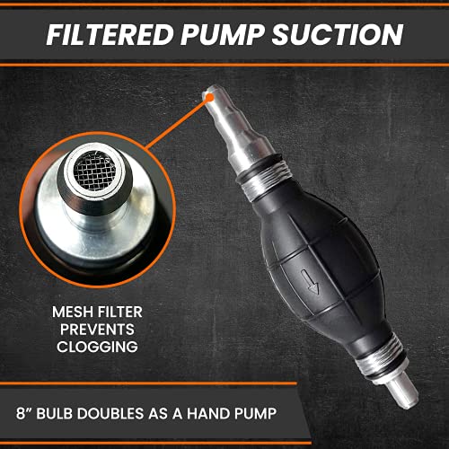 GasTapper Fuel Transfer Pump - Gas Siphon Pro Pump for Gasoline, Oil, Diesel, Water, Liquid, Fluid - Portable Hand Gas Pump Includes Brass Tip Weight, 9 Ft Hose and Pinch Clip - 3.5 Gls/Min - style: SiphonPro
