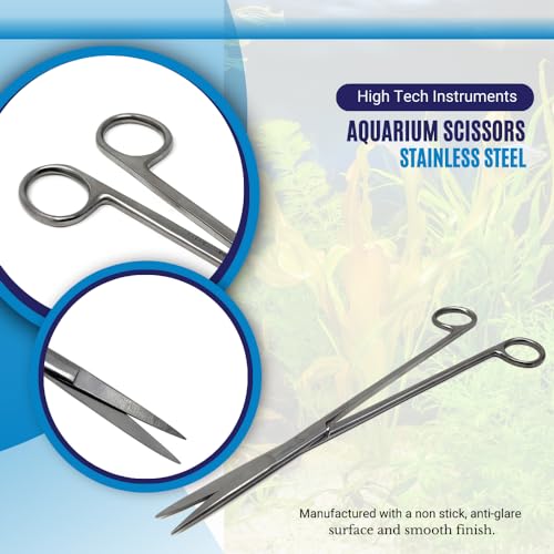 Aquarium Scissors Stainless Steel 12" Extra Long Water Grass Scissors for Aquatic Plants Pruning, Fish Tanks, Terrariums Used in Salt Water Fresh Water Landscape Maintenance Tools (Straight - Silver) - style: Straight - Silver