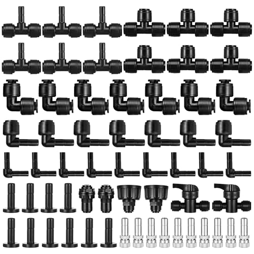 86 Pack 1/4" Reptile Mister System Reptile Mister Nozzle Kit,360 Degree Adjustable 1/4 Misting Nozzle Parts Quick Connect Fittings for Aquarium,Vivarium,Plants, Amphibians - size: 84 Pack Mister Nozzles Kit