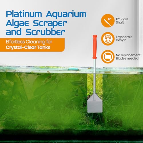FLIPPER Platinum Nano Algae Scraper – Aquarium Glass & Acrylic Cleaner with Scrubber and Scraper 2-in-1 Design, Precision Fish Tank Cleaning Tool for Freshwater & Saltwater (12” Rigid Shaft) - size: 12 Inches