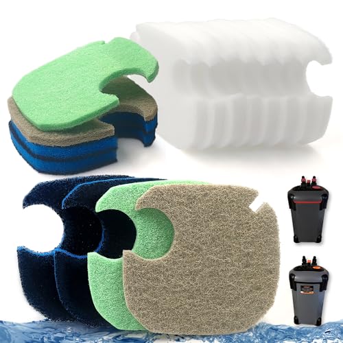 NewKe 16Pcs Upgraded Canister Filter Pads for PONDFORSE 172/225/265GPH Aquarium External Filter, Replacement Pads for AMOSIJOY Canister Filter,4 3in1 Carbon & 2 Ammonia & 2 Phosphate Reducer & 8 Floss