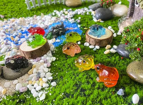 40 Pieces Resin Mini Frogs Luminous Mini Animals 10 Colors Tiny Animals for Crafts Dollhouse Fairy Garden Micro Moss Landscape Aquarium Potted Plant Decor (Frog2) - style: Frog2