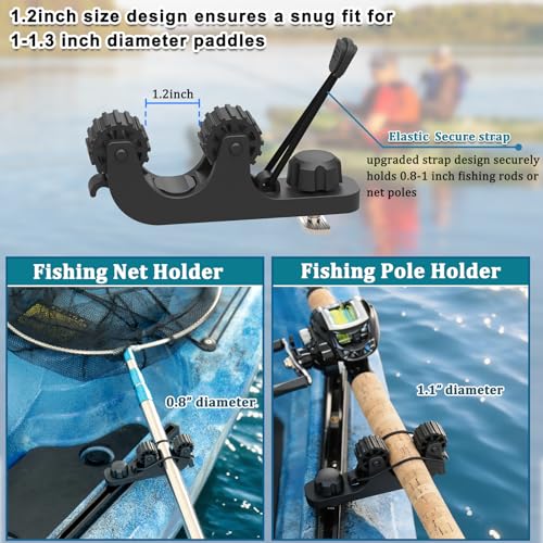 Huntury Kayak Paddle Holder, Save Kayak Track Space, Fishing Net, Fishing Poles Holder for Fishing, Track Mount Accessories