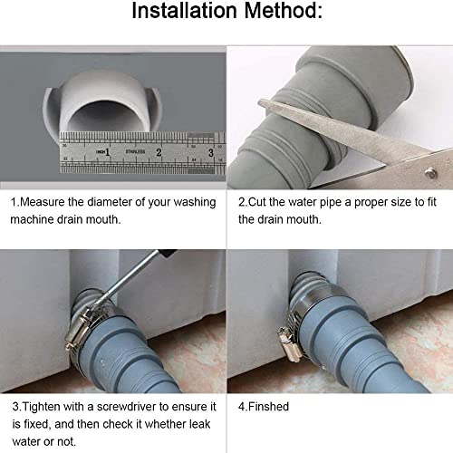 Elyfree 10ft Washing Machine Drain Hose, Universal Drain Hose Extension Kit for Washer, Dishwasher, Flexible Discharge Hose for LG/GE/Samsung, Fit up to 1-1/2 Inch Drain Outlets (10)
