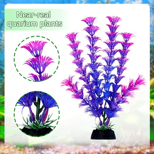 Fish Tank Decorations - 10 Pcs Colorful Aquarium Plants, Plastic Accessories, Mini Plants for Aquarium Decor