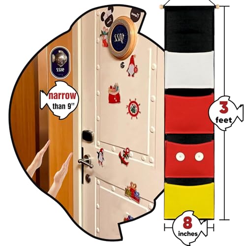 RUNROLE 8 Inch Narrow Fish Extender to Right Fit the Cabin Door - 1, 2, 3, 4 Pocket Hanging Storage Organizer, Easily Customize, 2026 & 2027 FE for Gift Exchanges and Pixie Dust, Cruise Essentials - size: 4 Pockets