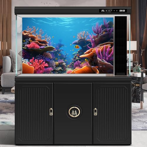 Under The Sea Aquarium Background Ocean Underwater World Fish Tank Backdrop Coral Tropical Fish Undersea Theme Aquarium Backdrop Deep Blue Sea with Sunbeams Terrarium Background Decor 24x12in - color: Coral Orange, size: 24(W)x12(H)in