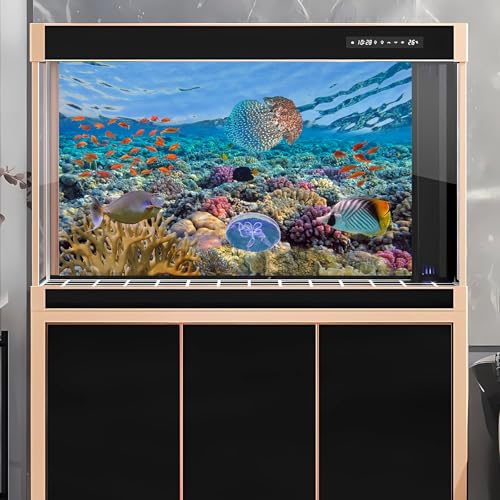 Under The Sea Aquarium Background Colorful Coral Reefs Marine Life Fish Tank Background Deep Blue Sea Tropical Fish Terrarium Background Seabed Aquascape Theme Aquarium Backdrop Vinyl 24x12in - color: Tropical Blue, size: 24(W)x12(H)in