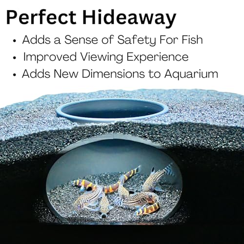Aquarium Underground Cave Dome | Viewing Fish & Shrimp Under Gravel Tunnel | Fish Tank Decor Decoration Hideout Perfect for Corydora Catfish, Kuhli Loach, Clown Loach, Pleco - color: Black