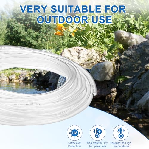 M METERXITY Vinyl Tubing 6mm ID x 8mm OD 100ft Flexible Plastic Tube with 2 Hose Ties, Lightweight Hybrid PVC Hose for Water Gardening/Airline/Aquarium Tubing [Clear] - size: 6mm ID x 100ft