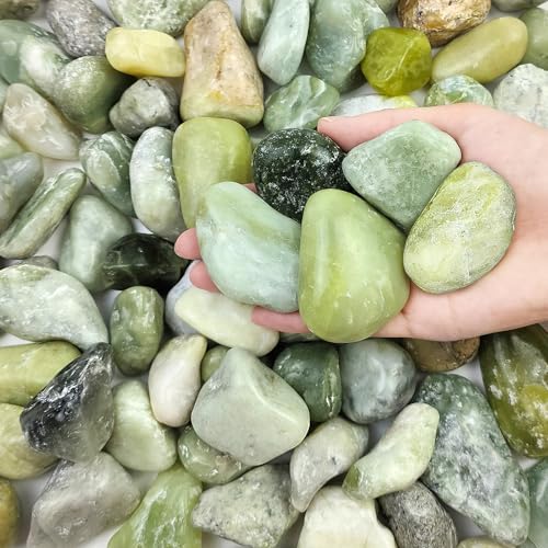 FANTIAN 5 lbs Green River Rocks for Plants, 2-3 Inch Jade Pebbles for Indoor Plants, Decorative Stones Rocks for Succulent, Landscaping, Vases, Crafting and Garden - color: Jade, size: 5 lbs, 2-3 Inch
