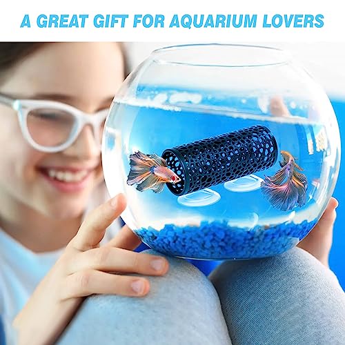 Abizoo Betta Fish Toys - Betta Tunnel Black, Small Hole Hollow Cave, Safer for Small Fish & Shrimp, Aquarium Decor & Hideout Tube - color: Black