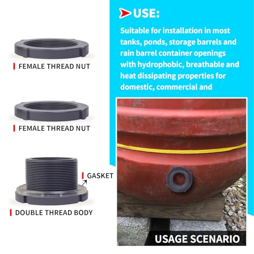 ChillWaves PVC Bulkhead Fitting 2-1/2" Double Thread Connector Adapter for Water Tank, Aquariums, Rain barrels(1-PACK) - size: 2-1/2 INCH, style: Bulkhead Fitting