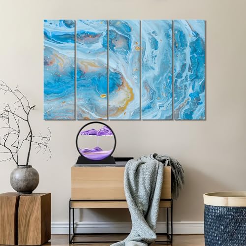 Moving Sand Art Picture - Round Glass 3D Deep Sea Sandscape - 3D Quicksand Painting Decor - Relaxing Home Decoration Desk Figurine for Office, Home, Desk, Mantle, Bookshelf - (Puple, 7 in) - color: Purple, size: 7in