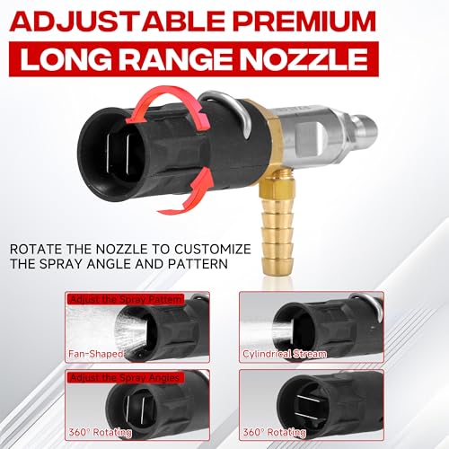 Adjustable Long-Range External Chemical Injection for Pressure Washer, Downstream Injector Nozzle Kit 4-4.5 GPM, 1/4" Quick Connect/45FT Siphon Hose, 2500 to 4000 PSI - size: 45 FT Hose, style: 4-4.5 GPM