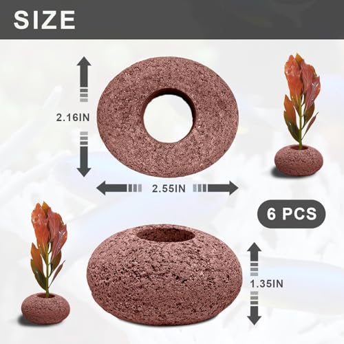 Stone Plant Weights for Aquarium Natural Rock Decorative 6 Pcs Fish Tank Landscape Plant Weights