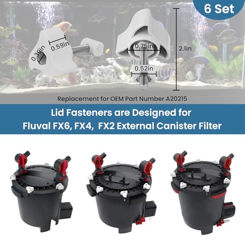 6 Set Lid Fastener Compatible with Fluval FX6/FX4/FX2 Heavy Duty Replacement Canister Filter Fasteners, Durable Replacement Clips Easy Snap-On Installation Leak-Proof