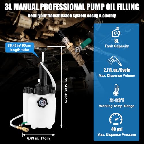 3L Transmission Fluid Pump Kit, Fluid Transfer Pump with 13PCS ATF Adapters, Manual Transmission Oil Pump for Automotive Oil Filling System, Manual ATF Fluid Transfer Pump for Oil