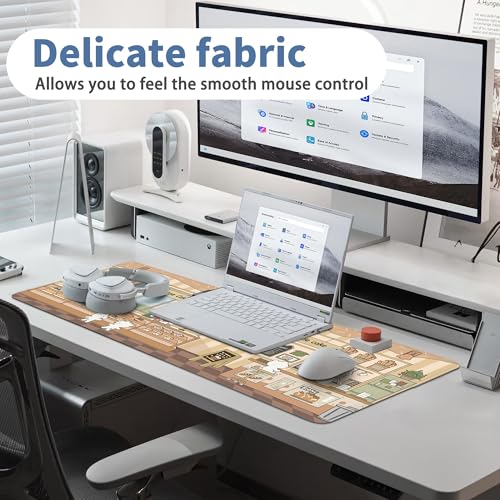Cute Mouse Pad Large Desk Mat Extended Keyboard Pad Funny XL Mousepad with Non-Slip Base and Stitched Edge Kawaii Bear Mouse Mat Desk Pad 31.5 x 11.8 in Mouse Pads for Desk Decor Home Office Gaming - color: Dessert Shop Bear