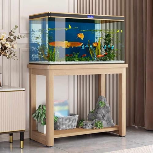 Fish Tank Stand,Heavy-Duty Oak Wood 2-Tier Fish Stand Cabinet - Reptile & Turtle Display Rack for Home Storage, Organizer Table with Sturdy Brackets - color: A, size: 60x35cm(23 5/8"x13 3/4")