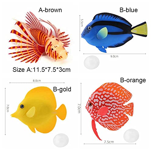Fish Tank Landscape Ocean Tropical Fish Underwater Ornaments Lionfish Simulation Fish Aquatic Pet Supplies(B,Orange)