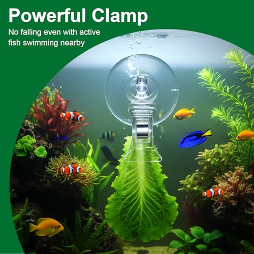 LLOUSSAK 8Pcs Transparent Aquarium Suction Cups with Clips, Plastic Fish Feeding Tool, Plant Holder for Fish Tank, Underwater Fishes Feeder Accessories, Fishes Tank Accessories