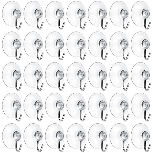 Mudder Suction Cup Hooks Wall Clear Suction Cups with Metal Hooks Window Hangers for Glass Wall Towel Hangers Supplies Bathroom Glass Kitchen Decorations,3 lbs(50 Pieces,45 mm) - size: 45 mm