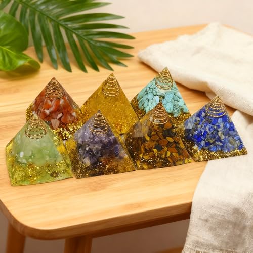 1.57inches Mini Natural Crystal Pyramid Energy Generator Quartz Amethyst Chakra Crystal Pyramid Meditation Tool Home Decoration Ornaments Gifts (Colour Mixture 1.57 inch 7pcs) - color: Colour Mixture 1.57 Inch 7pcs