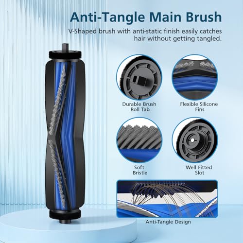 T80 OMNI Replacement Parts for ECOVACS DEEBOT T80 Omni/for Yeedi M14 Plus Robot Vacuum and Mop, includes Main Brushes, Roller Mops, Hepa Filters, Dust Bags, and Side Brushes - style: T80 Omni