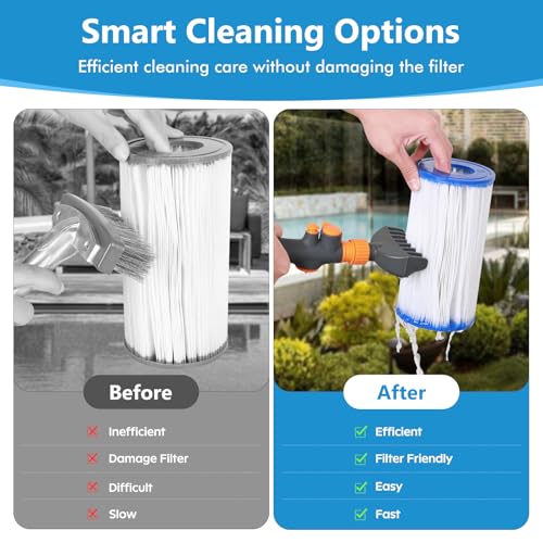 Pool Cartridge Filter Cleaner, Spa Filter Cleaner for Hot Tub Pool, Sturdy & Durable Comb Pool Filter Cartridge Cleaning Tool for Hot Tub, Clears Leaves, Debris, Filter Cartridge for Pool