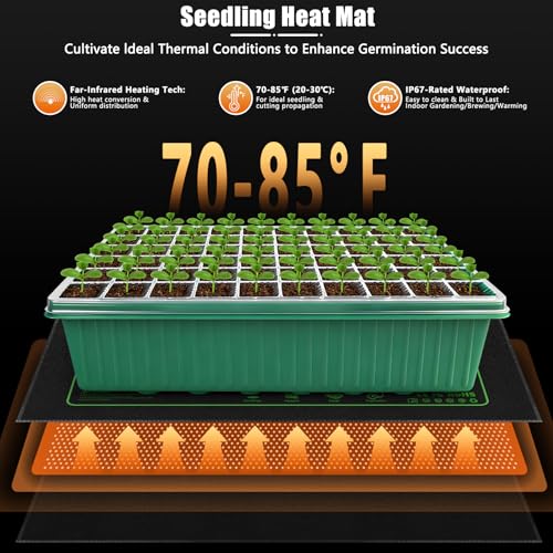 2 Set 120-Cell Seed Starter Kit with Seedling Heat Mat, Self-Watering Seed Starter Tray with Adjustable Brightness Timed Grow Light Humidity Domes, Indoor Seedling Starter Tray Plant Germination Kit - size: 2pack with Heat Mat
