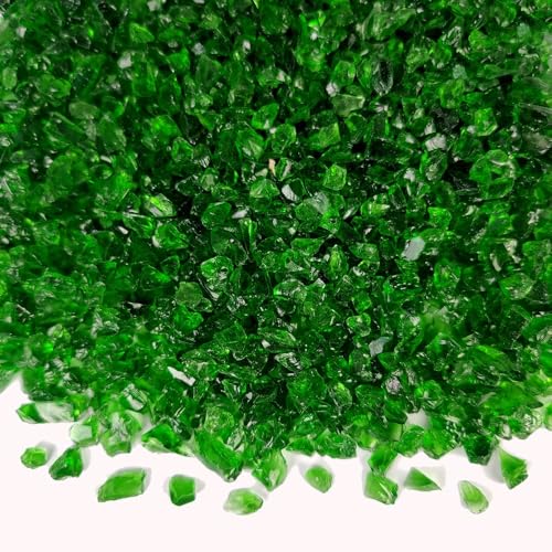 HappyFiller Crushed Glass for Resin Art,Broken Piece Granules,Craft Project,Vase Fillers Candle Holder Aquarium Fishbowl Decor, Succulent Terrarium Pebble Stones,Fire Pit Fireplace,Dark Green 1.3LB - color: Dark Green