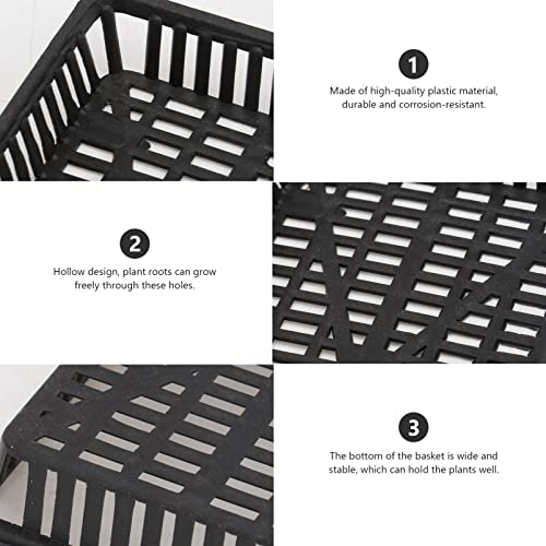 POPETPOP Aquarium Plastic Plant Basket 5-Pack Water Grass Pots with Drainage for Hydroponic Root Cultivation Fish Tank and Pond Planting