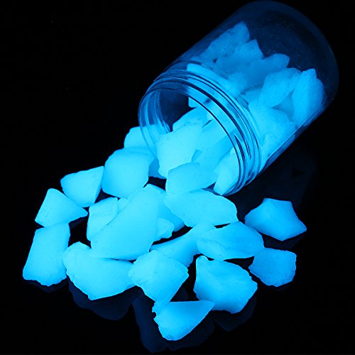 Shiny Stone Glow in The Dark Aquarium Neon Gravel Sand, Decorative Rocks for Fish Tank and Fairy Garden, Home Dec,305g/0.67lbs (15-22mm, Sky Blue) - color: Sky Blue, size: 15-22mm