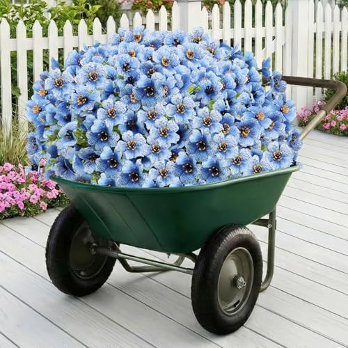 Artificial Flowers Fake Plants for Outdoors Spring Decoration, 13Bundles Silk Realistic UV Resistant Faux Flowers for Outside Planter Porch Yard Patio Garden Home Indoor, Blue - color: Blue, size: Artificial Flowers(13 Pcs)