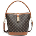FOXLOVER Coated Canvas Bucket Crossbody Bags for Women Top-Handle Handbags Small Satchel Purse Trendy Twist Lock - color: Coffee a