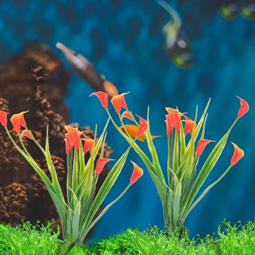 SEWACC 2Pcs Artificial Aquarium Plants for Fish Tank Decoration Realistic Plastic Fish Tank Plants for Desktop Aquarium Landscape Durable and Natural Look Accessories