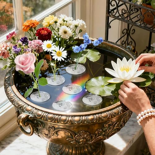 10Pcs Clear hydroponic plants Floating Floral Holder Simple Creative Flower Bowl Stem Holder Plant Display Home Decoration (Large,7*2.6cm) - color: Large,7*2.6cm