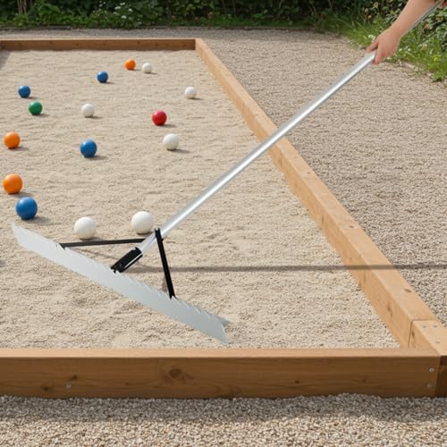 Yaocom 36" Width Bocce Court Rake 2 in 1 Bocce or Tennis Court Scarifier Aluminum Maintenance Rake, Straight Edge for Smoothing/Teeth Side for Scarifying