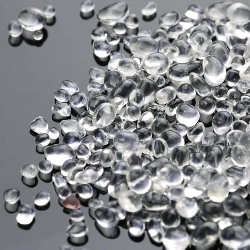 1 Lb (460 g) Clear Sea Glass Stones Irregular Rainbow Glass Pebble Decorative Rock Glaze Quartz Tumbled Gemstone Chips for Aquarium Decoration/Vase Filler/Jewelry Making/Handwork Craft - color: Clear