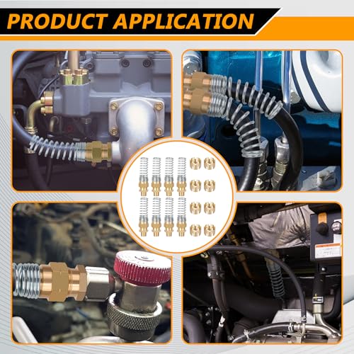 8PCS Brass DOT Air Brake Hose End Fittings, Dazakoot 1/2” Hose x 1/2” Male Connector with Spring Guard, Air Brake Line Fitting, Repair Fittings With 8 Pack Sleeve Tubes - size: 1/2" Hose X 1/2" Male, style: 16PCS KIT