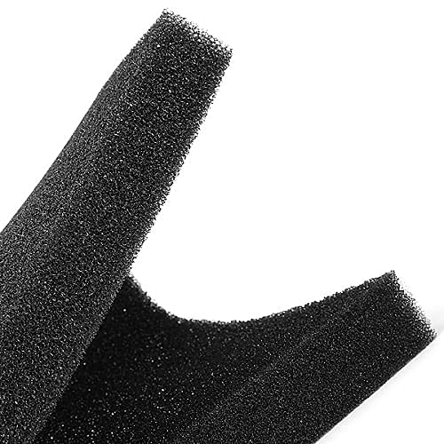 ViaAqua Aquarium Filter Sponge Open Cell Foam Sheet Bio Sponge Filter Media Pad HMF Fish Tank Sump Divider 12" x 12" x 2" (Black, 30 PPI, Medium Coarse)